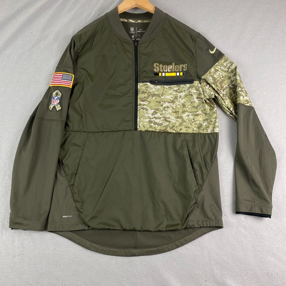 Nike Steelers Salute to Service Jacket Mens M Shield Camo NFL 1/2 Zip USA